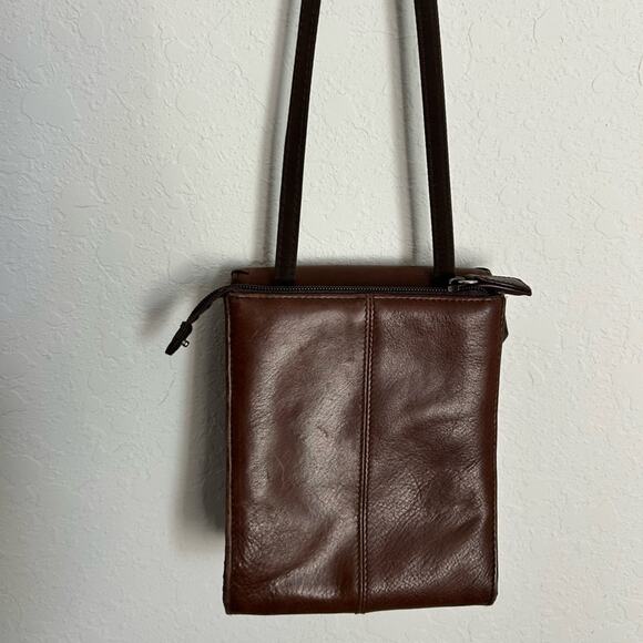 Coletta- vintage genuine leather- some staining brown crossbody- western - Picture 10 of 11